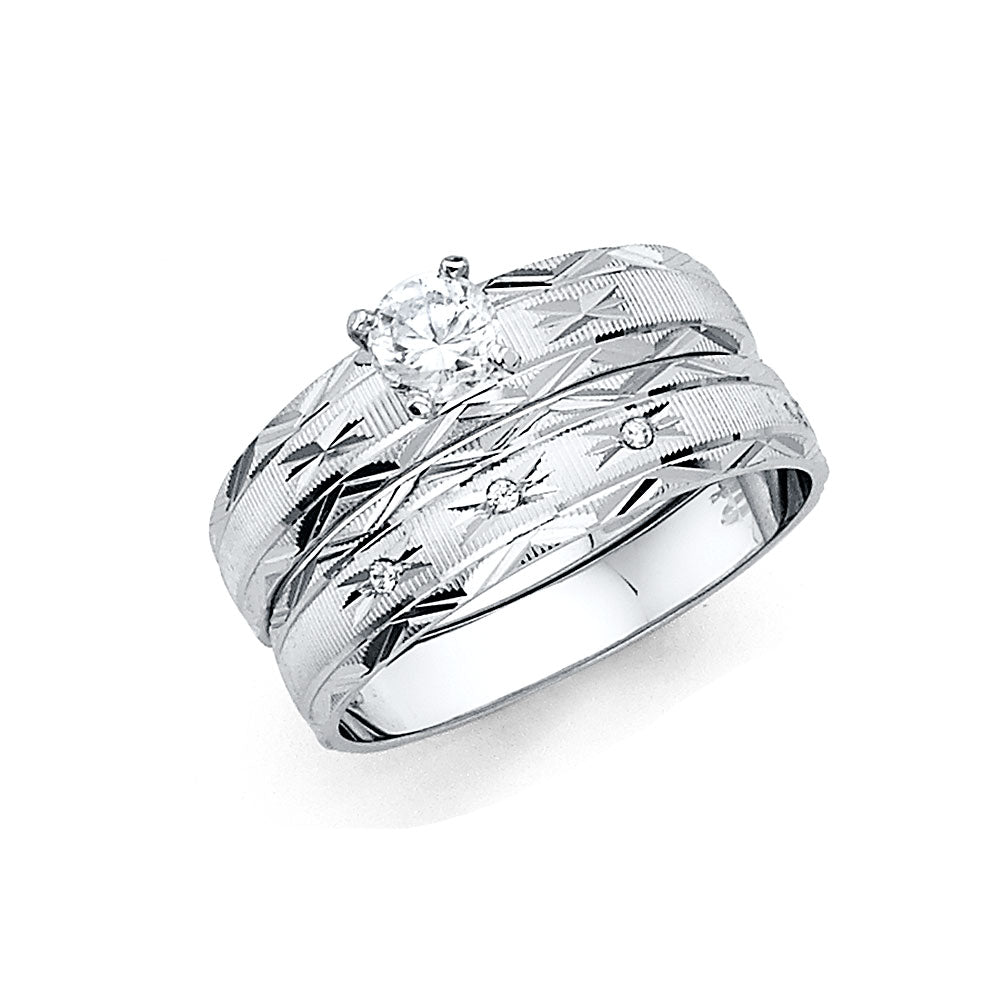 Silver ring with diamond on a white background