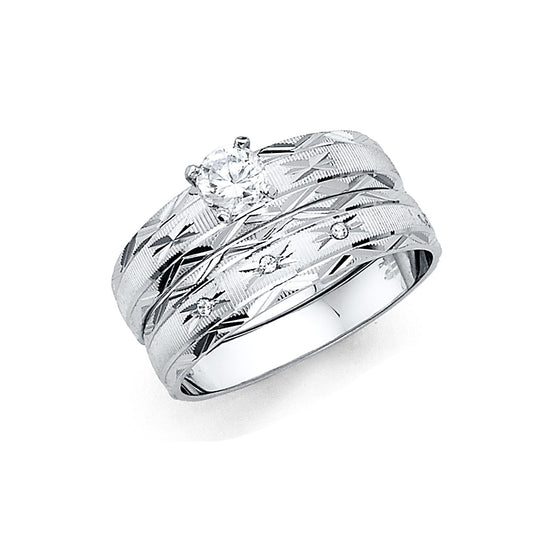 14K White Gold Cubic Zirconia Women's Wedding Band Ring