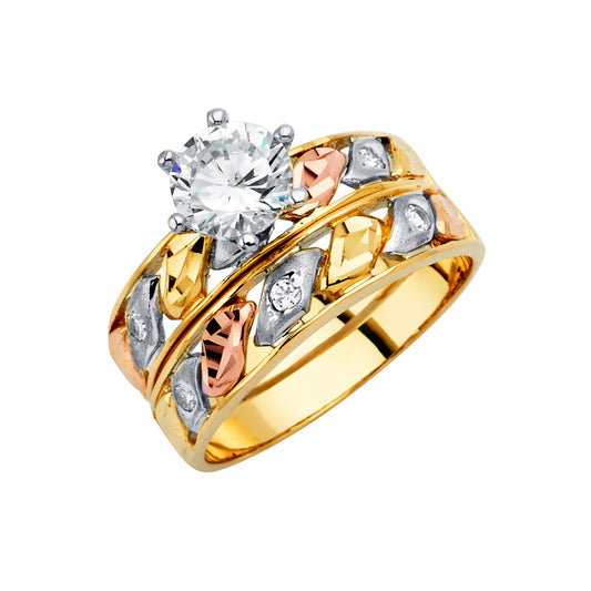 Gold ring with diamond accents on a white background availabe on TX.ORO website.