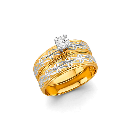 14K Two-Tone Yellow & White Gold Ladies Wedding Band