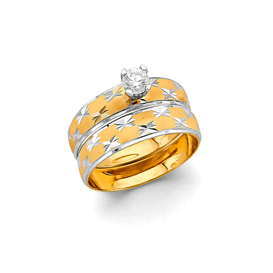 14K Two-Tone Yellow & White Gold Ladies Wedding Band Ring