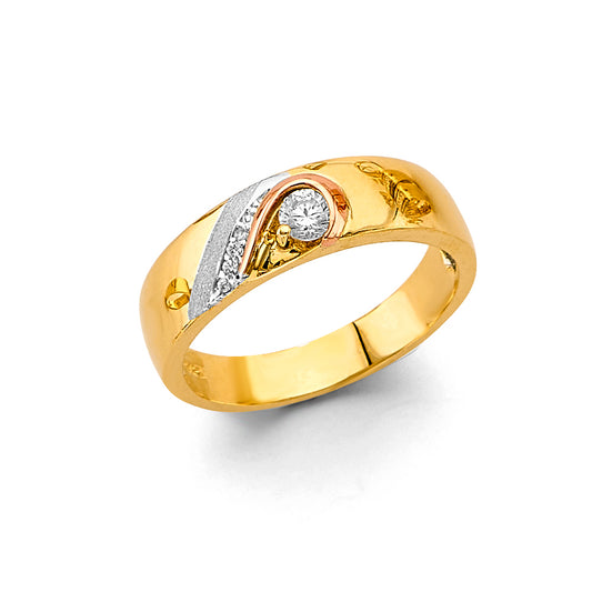 14K Two-Tone Yellow & White Gold Men's Cubic Zirconia Wedding Band Ring