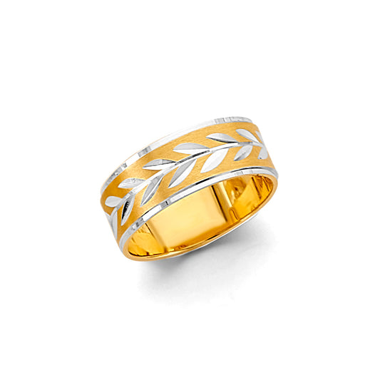 14K Two-Tone Gold 6mm Diamond-Cut Tapered 4.1g Women's Wedding Band Ring