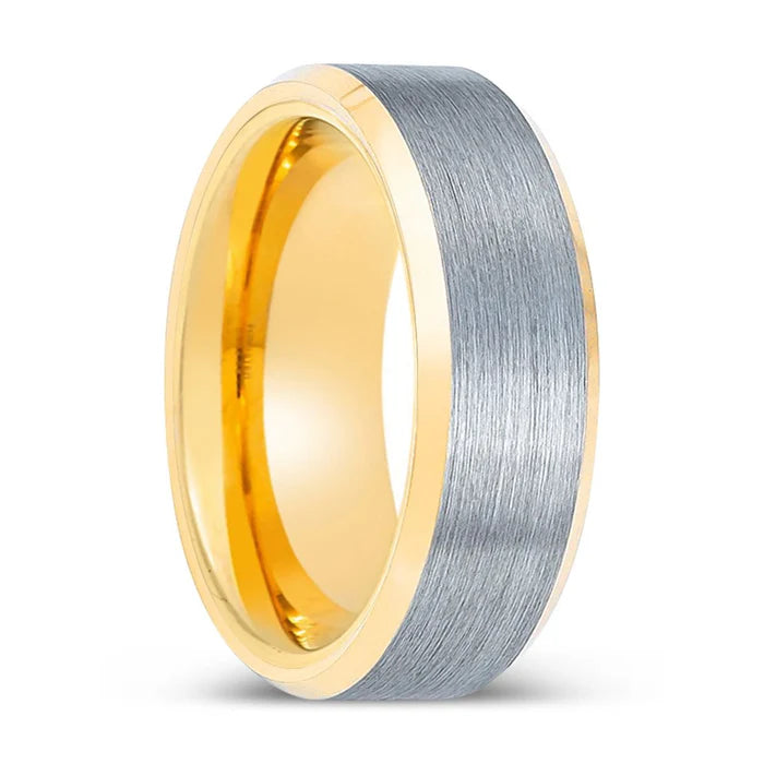 14K Two-Tone Yellow & White Gold 6mm Sand Polish Men's Wedding Band