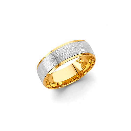 14K Two-Tone Yellow & White Gold 6mm Sand Polish Women's Wedding Band Ring