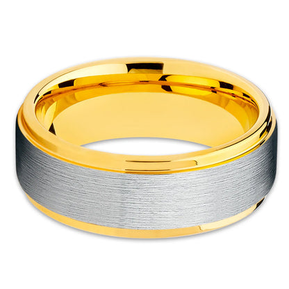 14K Two-Tone Yellow & White Gold 6mm Sand Polish Women's Wedding Band Ring