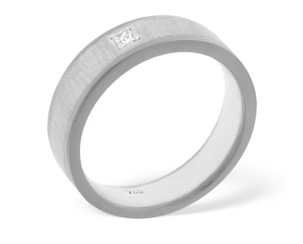 14K White Gold 4mm Cubic Zirconia Sand Polish Women's Wedding Band Ring - Size 7