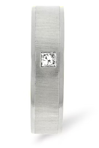 14K White Gold 4mm Cubic Zirconia Sand Polish Women's Wedding Band Ring - Size 7