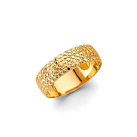 14K Yellow Gold 6mm Diamond-Cut Men's Wedding Band Ring - Size 10