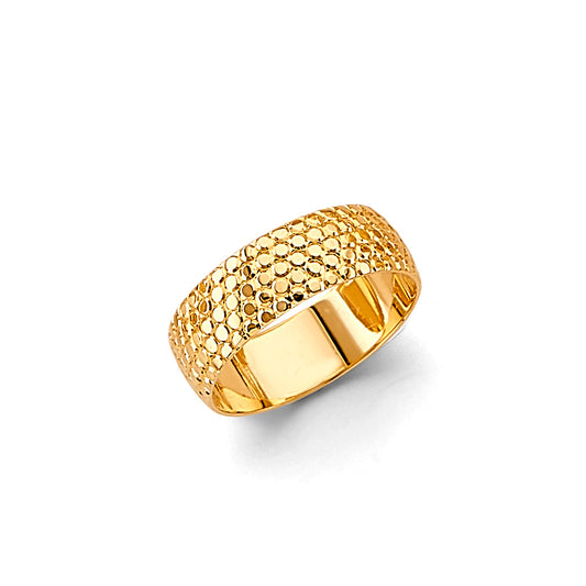 14K Yellow Gold 6mm Diamond-Cut Women's Wedding Band Ring - Size 7