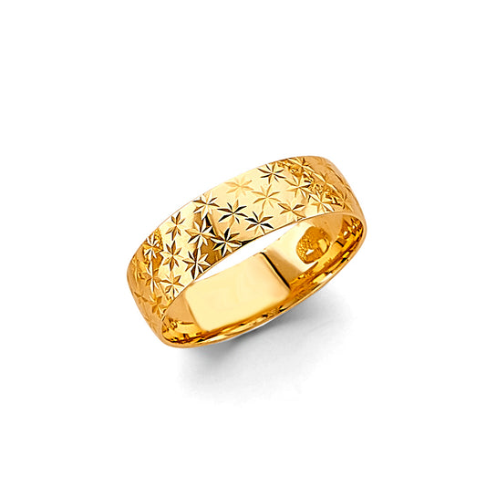 14K Yellow Gold 6mm Diamond Cut Men's Wedding Band Ring - Size 10