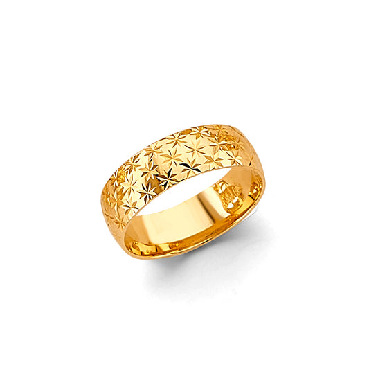 14K Yellow Gold 6mm Diamond-Cut Women's Wedding Band Ring - Size 7