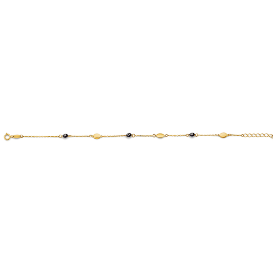 14K Yellow Gold Blue Evil Eye Bracelet for Women