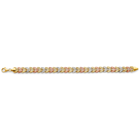 14K Tri-Color Gold Double Face Stampato Bracelet - Textured Modern Designer Jewelry