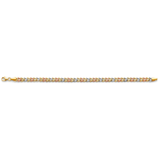14K Tri-Color Gold Double Face Stampato Bracelet - Luxury Textured Design