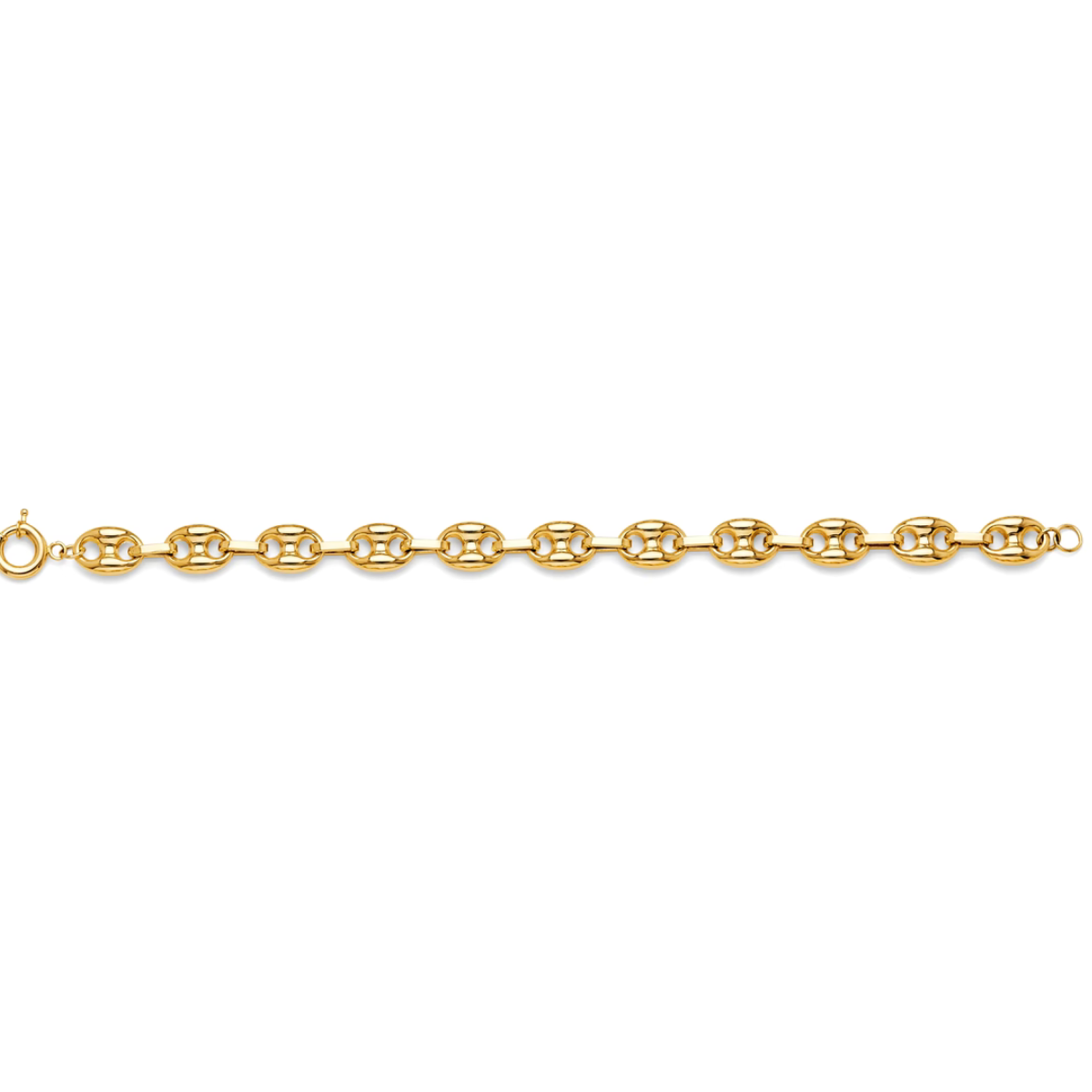 14K Yellow Gold Puffed Mariner Bracelet Bold Thick Link Statement Chain