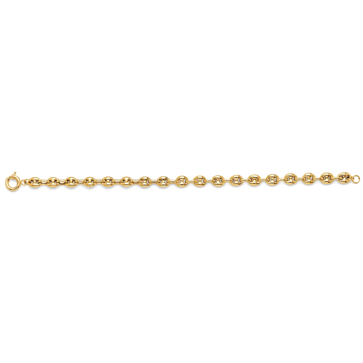 14K Yellow Gold Puffed Mariner Link Bracelet Solid Gold Classic Chain