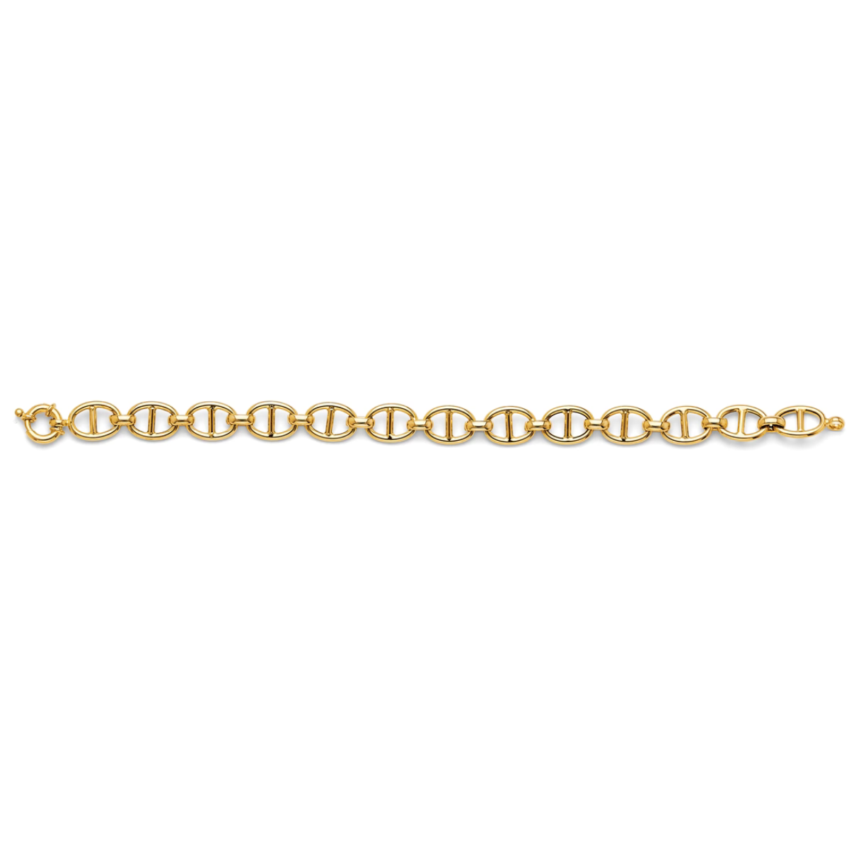 14K Yellow Gold Hollow Fancy Mariner Link Bracelet Polished