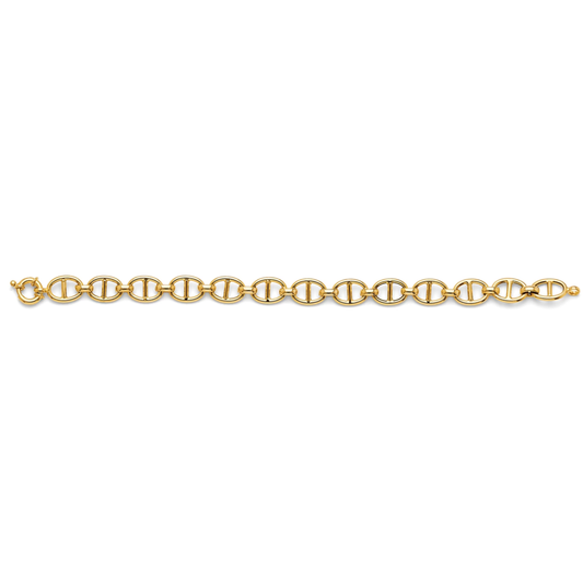 14K Yellow Gold Hollow Fancy Mariner Link Bracelet Polished