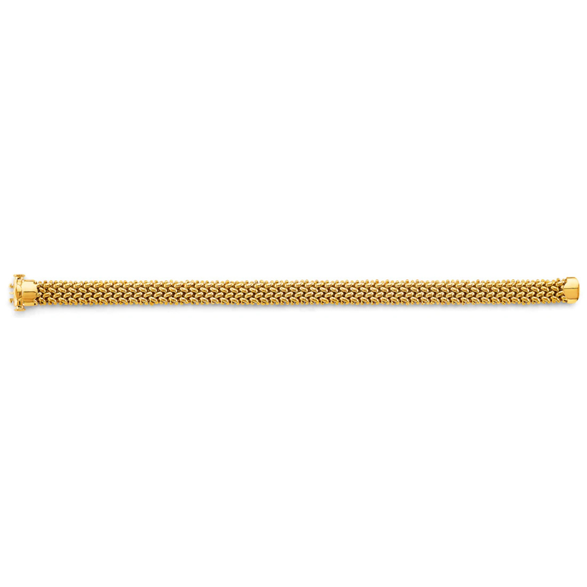 14K Yellow Gold Hollow Mesh Design Bracelet - Lightweight Unisex Fine Chain Jewelry