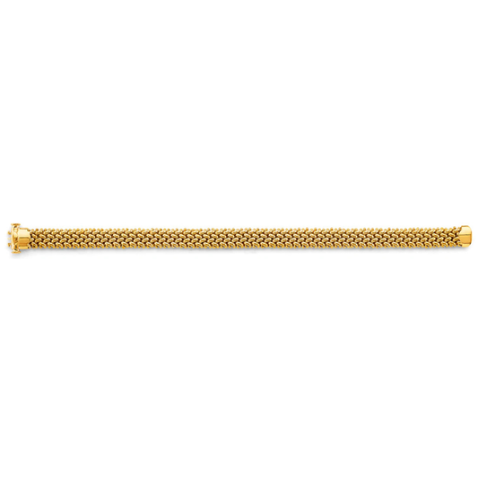 14K Yellow Gold Hollow Mesh Design Bracelet - Lightweight Unisex Fine Chain Jewelry
