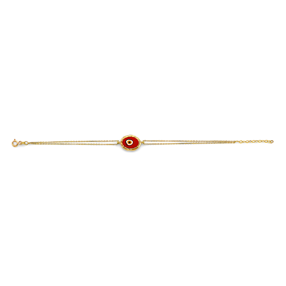 14K Yellow Gold Fancy Red Evil Eye Bracelet