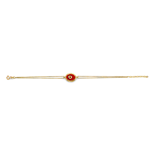 14K Yellow Gold Fancy Red Evil Eye Bracelet