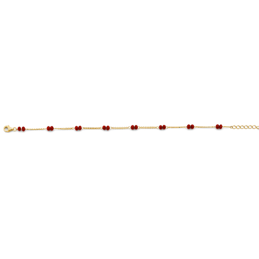 14K Yellow Gold Coral Bead Fine Bracelet for Women