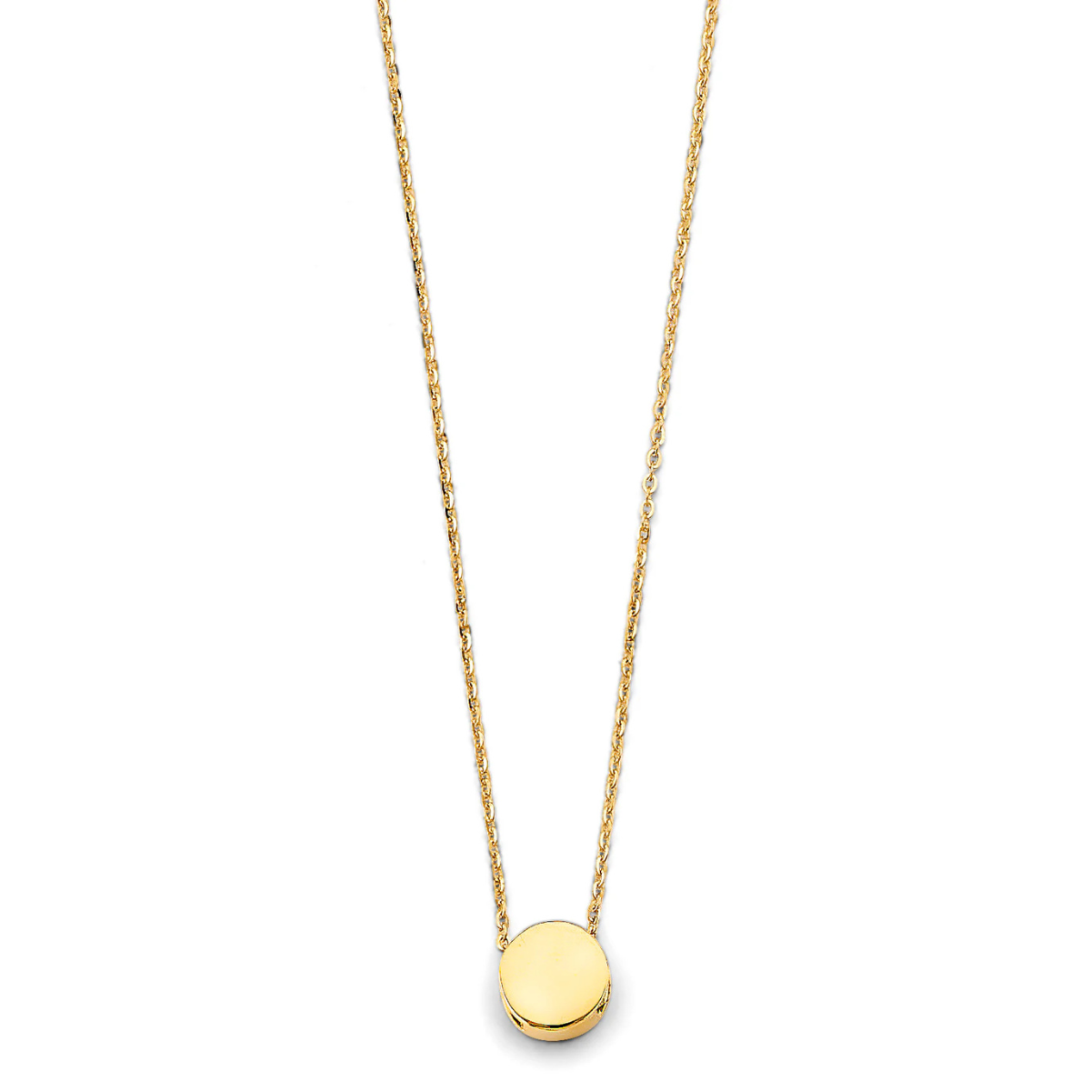 14K Yellow Gold Round Slide Charm Pendant Necklace