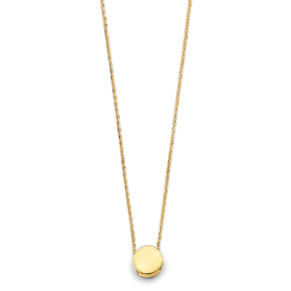 14K Yellow Gold Round Slide Charm Pendant Necklace