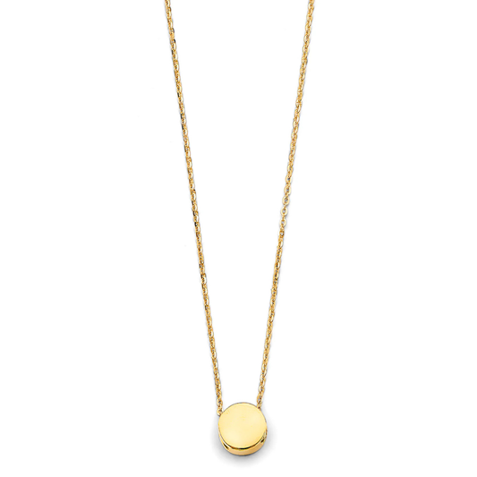 14K Yellow Gold Round Slide Charm Pendant Necklace