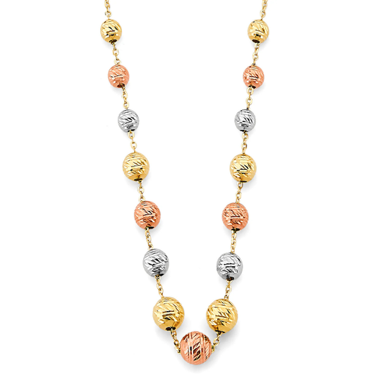 14K Yellow Gold Graduated Diamond-Cut Ball Necklace or Chain for Women