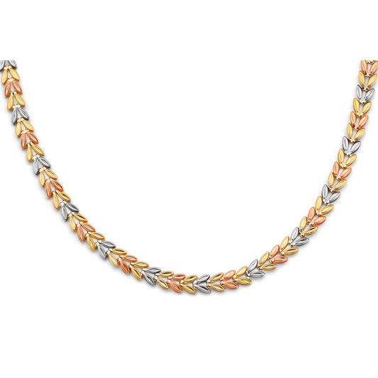 14K Tri-Color Gold Double Face Stampato Necklace - Reversible Textured Modern Design