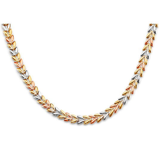 14K Tri-Color Gold Double-Face Stampato Necklace - Elegant Designer Statement Jewelry
