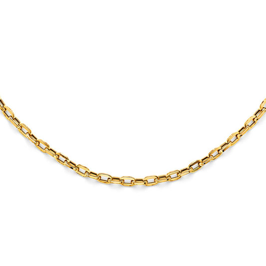 14K Yellow Gold Bold Plain Paperclip Chain Necklace - Modern Minimalist Link Jewelry