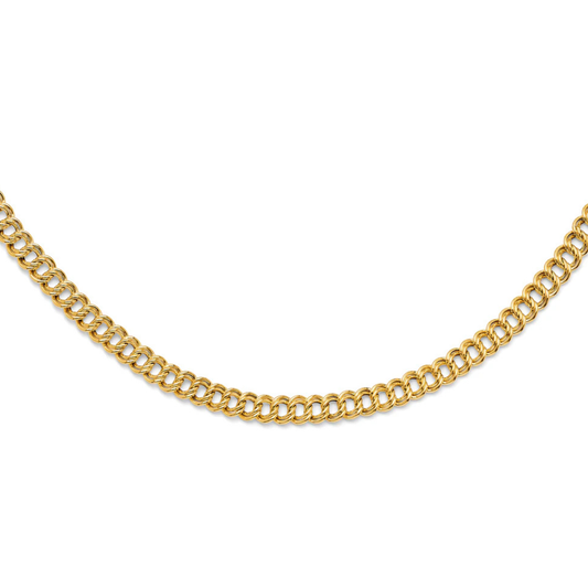 14K Yellow Gold Hollow Charm Necklace Lightweight Elegant Link Chain