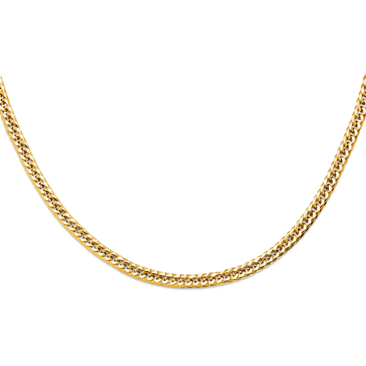 14K Yellow Gold Hollow Concave Curb Chain Necklace - Lightweight Men’s & Women’s Jewelry