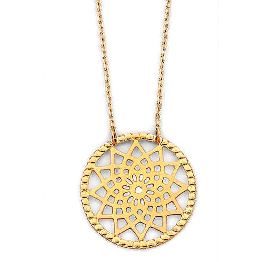 14K Yellow Gold Open Royal Crown Pendant Necklace