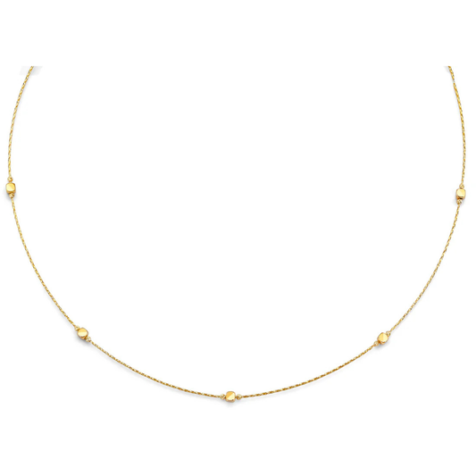 14K Yellow Gold Square & Round Station Dainty Geometric Chain Necklace for Women - 17"+1"