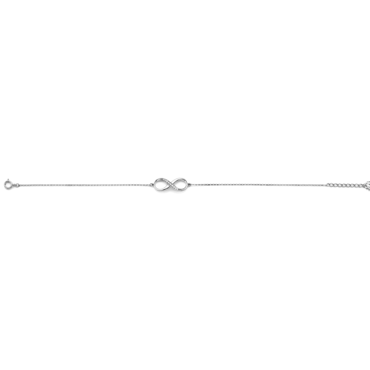 14K White Gold Cubic Zirconia Infinity Love Chain Bracelet for Women