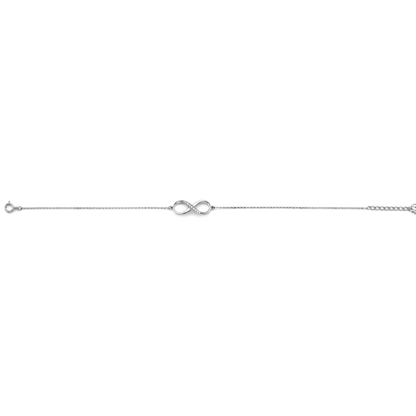 14K White Gold Cubic Zirconia Infinity Love Chain Bracelet for Women