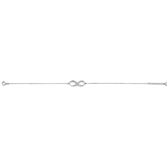 14K White Gold Cubic Zirconia Infinity Love Chain Bracelet for Women