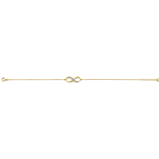 14K Yellow Gold Infinity Love Bracelet with Cubic Zirconia
