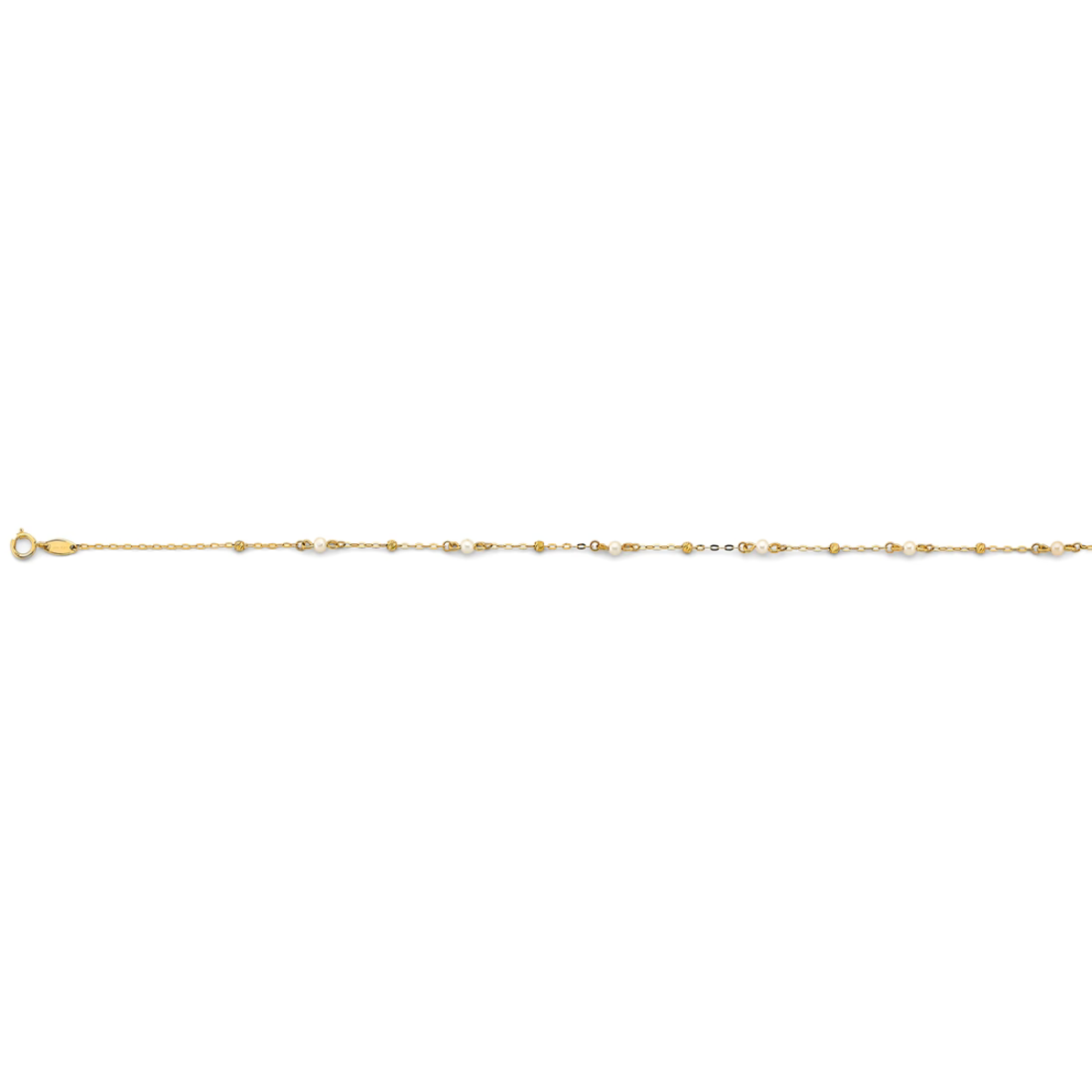 14K Yellow Gold Pearl & Diamond-Cut Bead Bracelet & Anklet