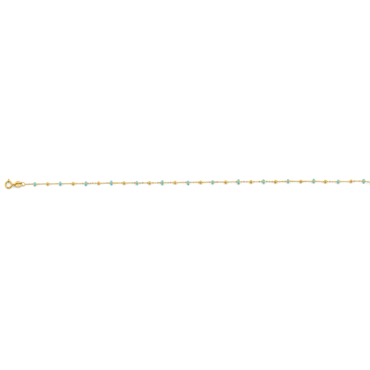 14K Yellow Gold Turquoise Enamel Station Bead Bracelet & Anklet Jewelry for Women