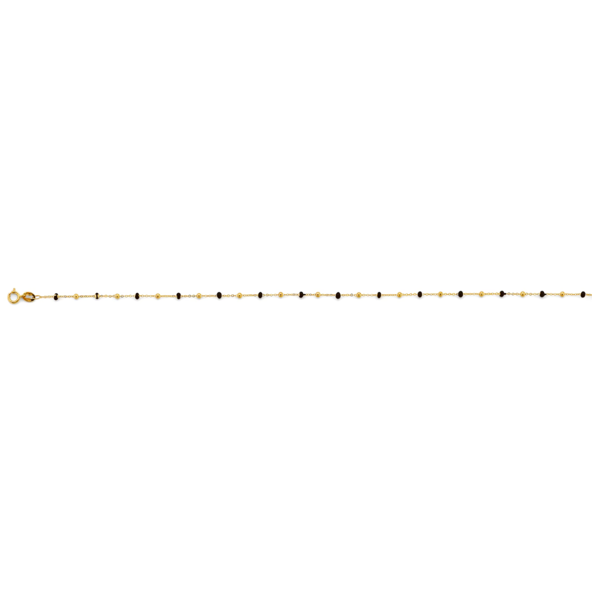 14K Yellow Gold Black Enamel Bead Bracelet & Anklet for Women