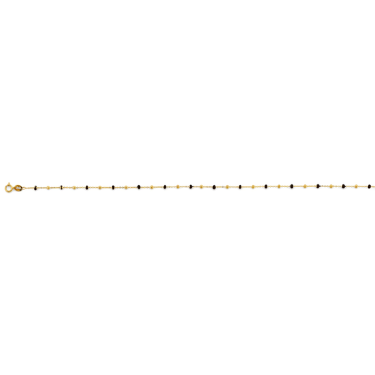14K Yellow Gold Black Enamel Bead Bracelet & Anklet for Women