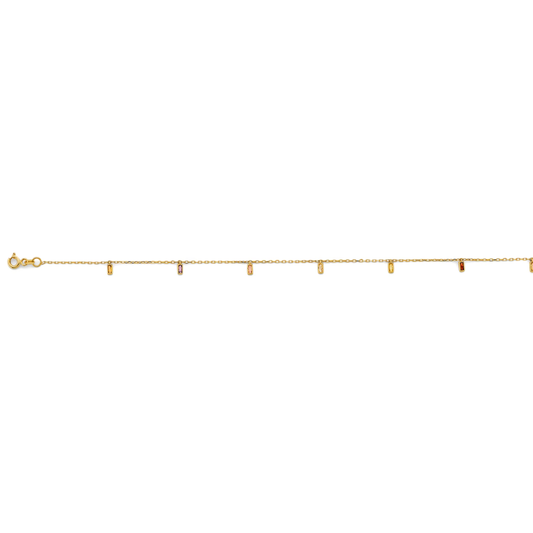 14K Yellow Gold Multi-Color Enamel Charm Bracelet & Anklet for Women