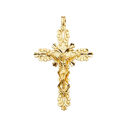 14K Yellow Gold Crucifix Cross Religious Pendant For Necklace or Chain