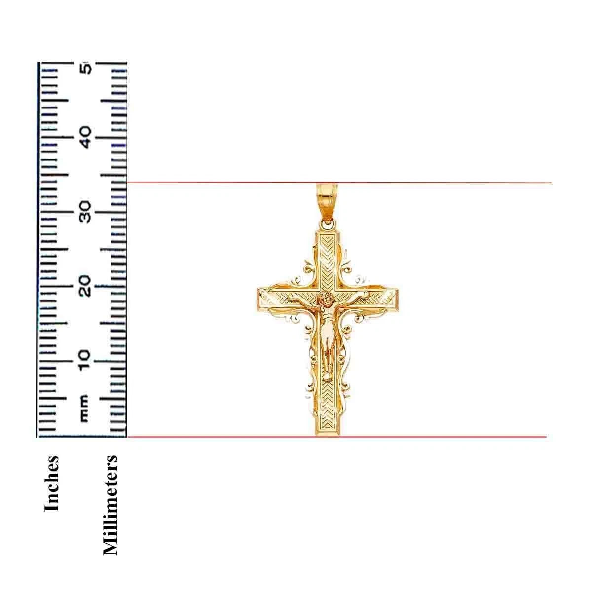 14K Gold Yellow Religious Catholic Crucifix Pendant